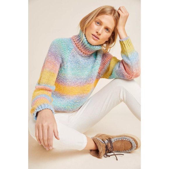 Anthropologie Tla Rainbow Turtleneck 